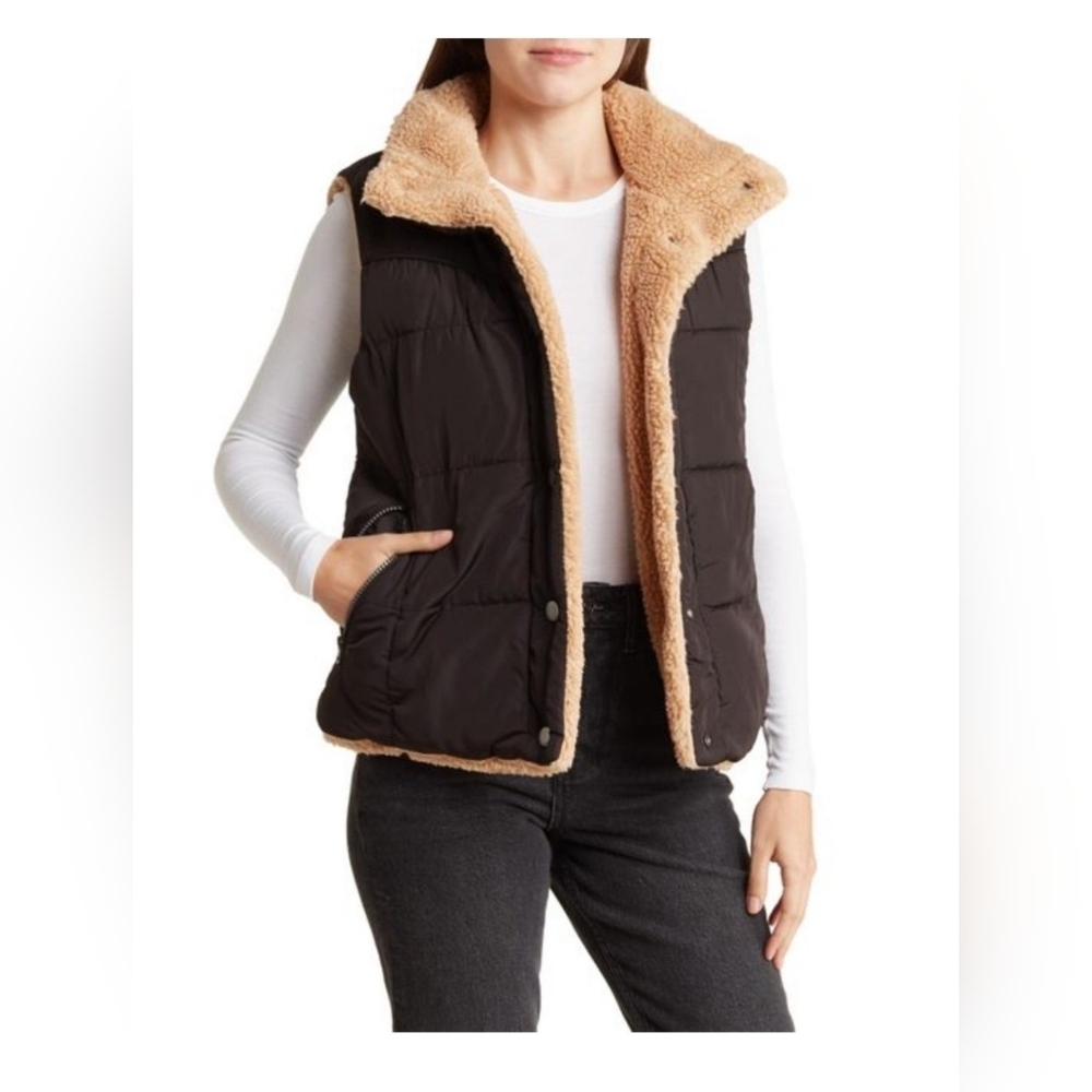 Lucky Brand Reversible Faux Shearling Vest Women’s Size L